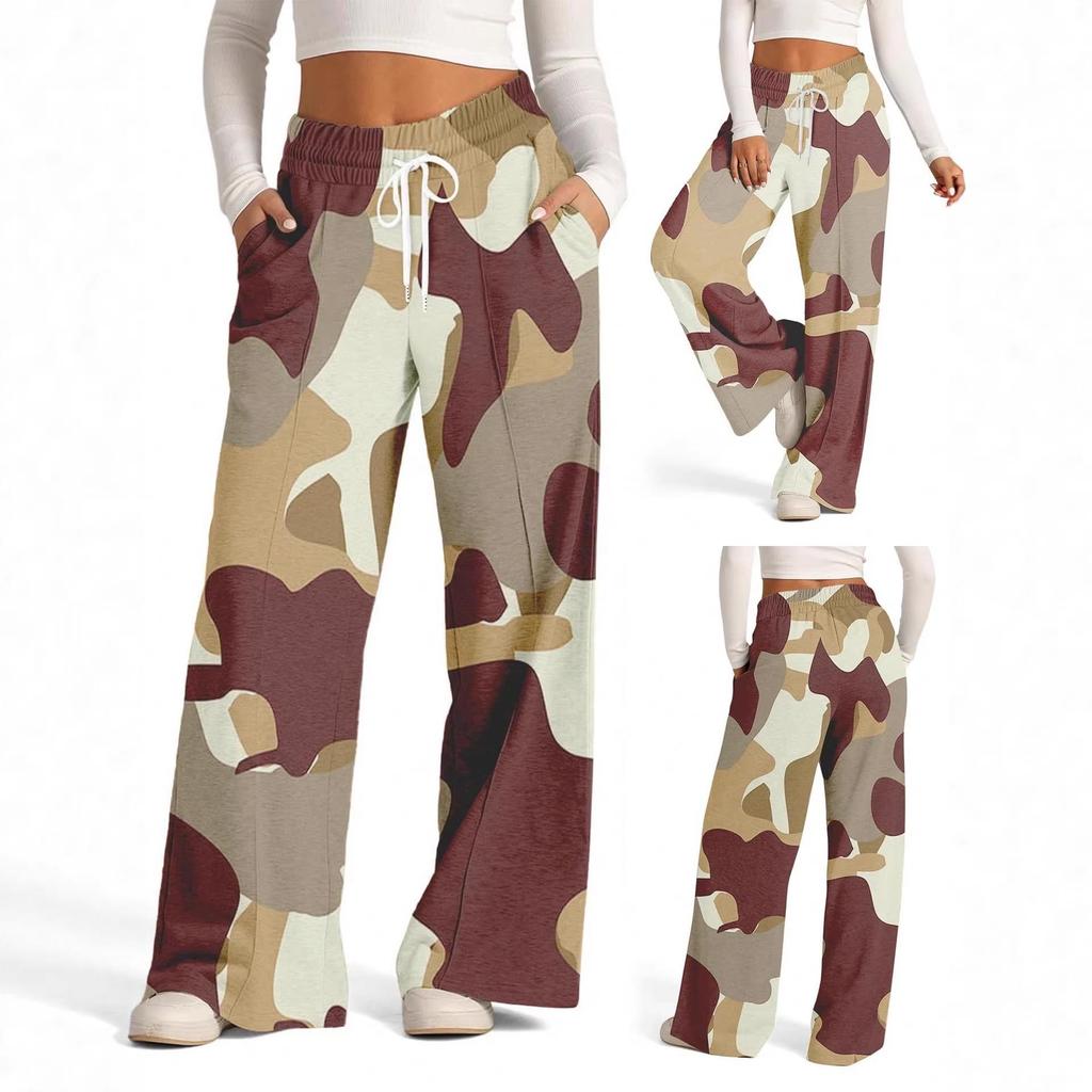 Women's Trendy Camouflage Straight-Leg Pants - Casual & Versatile American Style
