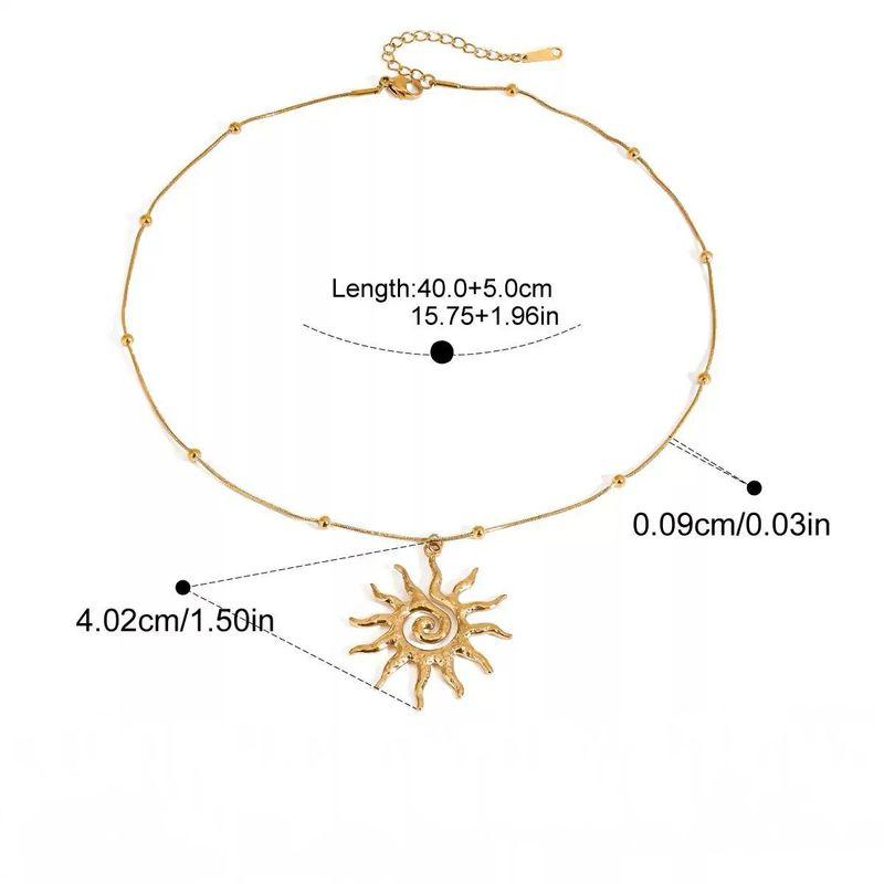

and American Style Simple and Luxurious Gold Spiral Sun Pendant Necklace with a High-End Feel, Unique Minimalist Titanium Steel Clavicle Chain Golden Sun Necklace 40Cm+5Cm