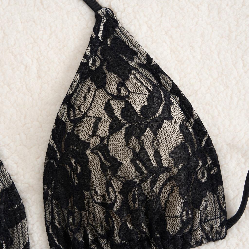 2025 Neuer Spitzen-Träger-Bikini Dreiteiliges Set Damen-Badeanzug Strand-Badeanzug