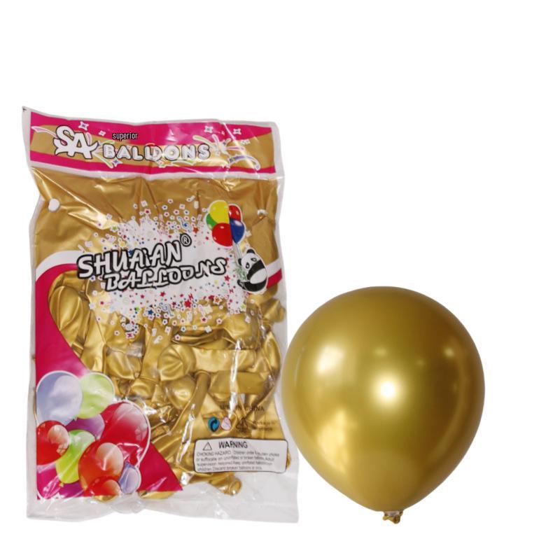 Shuai An Metallic Chrome Balloons: Gold, Silver, Blue, Green, Purple - 5", 10", 18", 36" Round Latex Party Decorations