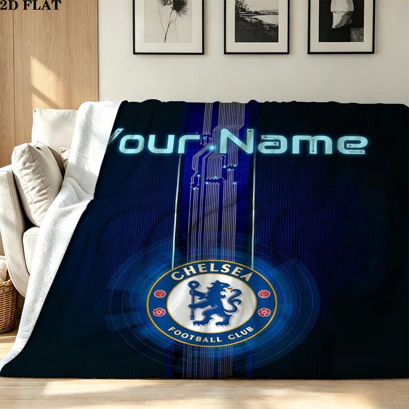 1PC Chelsea F Custom Name Patterned Flannel Blanket Suitable For All Seasons for Home Decor Warmth and Comfort Gifts Holiday Present