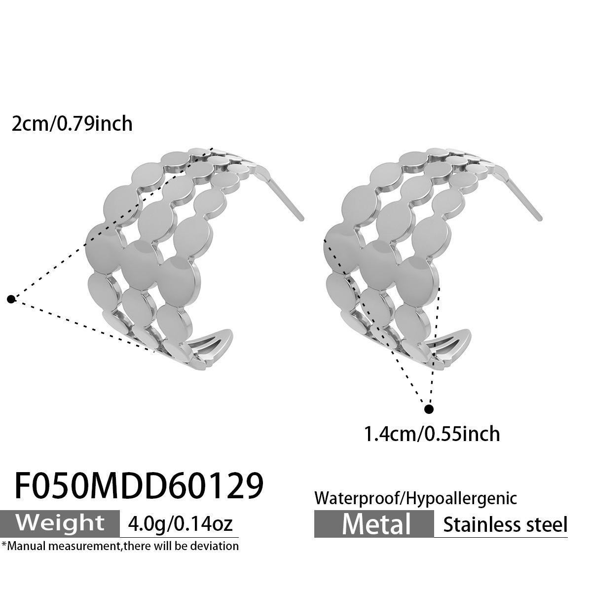 

Elegant C-Shaped Hollow Round Stainless Steel Stud Earrings - Trendy, Versatile, and Unique High-End Ear Jewelry