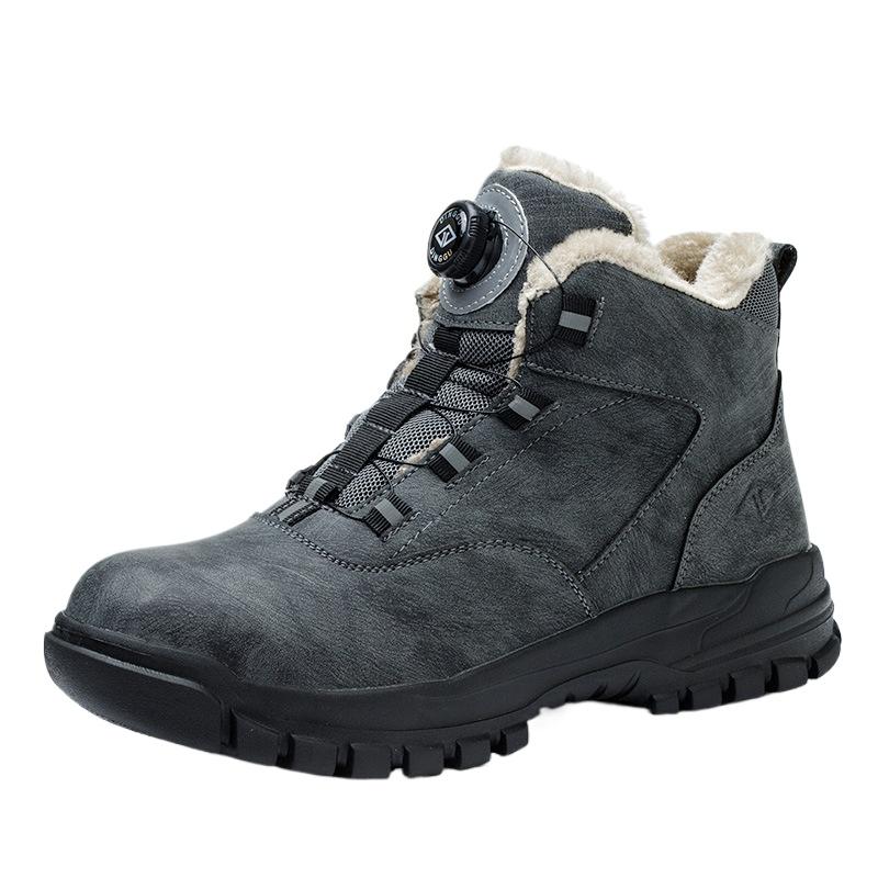 Safety Shoes Button Safety Shoes Steel Bag Head Anti-smashing and Stab-proof Midsole Labor Insurance Men's Wear-resistant Work Shoes