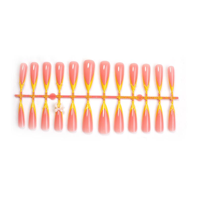 

Handmade Almond Bowknot French Gel False Nails