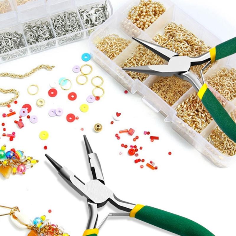 Mini Pliers, Long Nose, Bent Nose, Diagonal, End Cut, Linesmans, Needle Nose Pliers, 5'' Plier for Jewelry Making