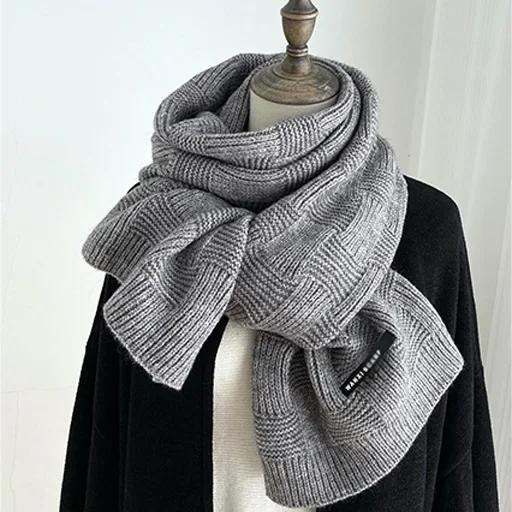Korean Simple Vintage Long Scarf Solid Color Versatile Scarf Winter Warm Fashion Ladies Shawl Sweet Elegant Knitted Warm Scarf