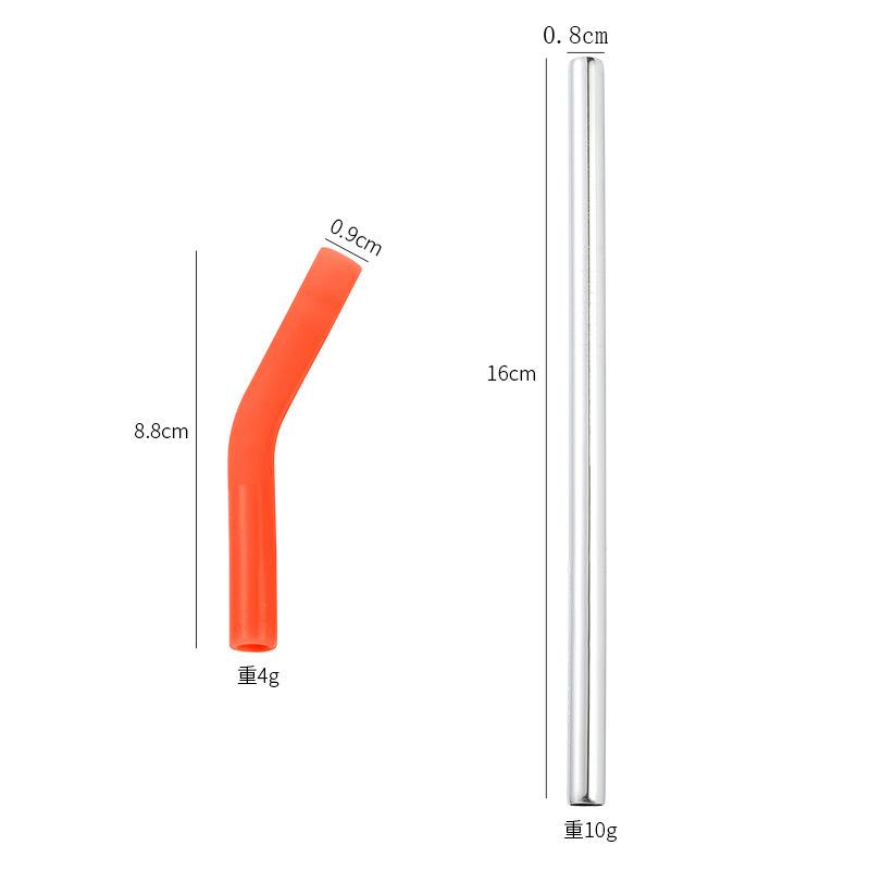 Long Metal Straw With Silicone Tips Cleaning Brush Stainless Steel Drinking Straw With Covers