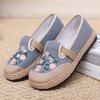 Aesthetic Comfortable Linen Weaving Slip On Embroidered Shoes for Women New In High Quality Summer Casual Cheap Woman Footwear