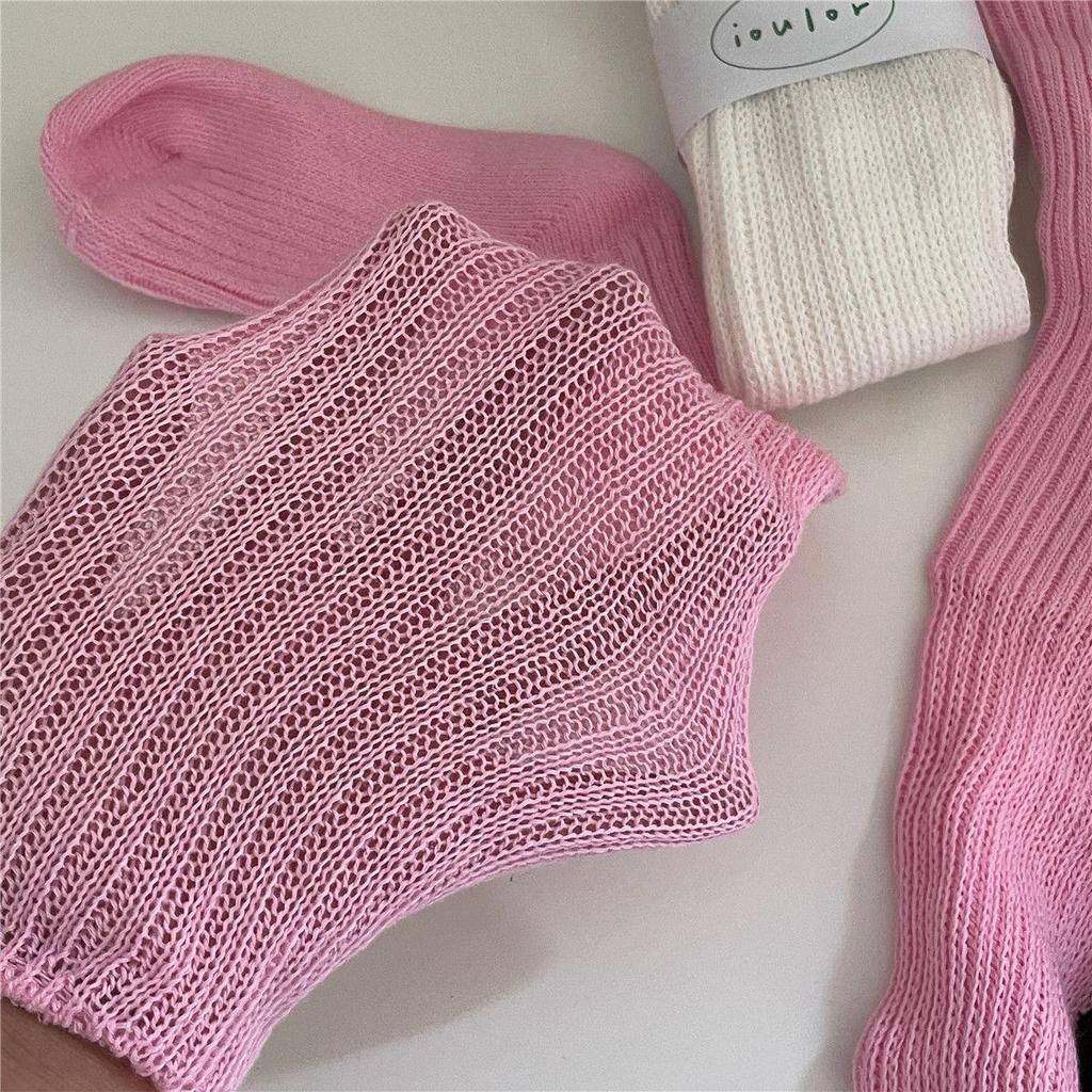 Women's Chunky Knit Over-the-Knee and Mid-Calf Mesh Socks - Breathable Ice Silk, Perfect for Outer Wear