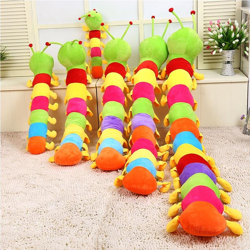Caterpillar Colorful Plush Toy Stuffed Animals Doll Long Body Pillow Gift