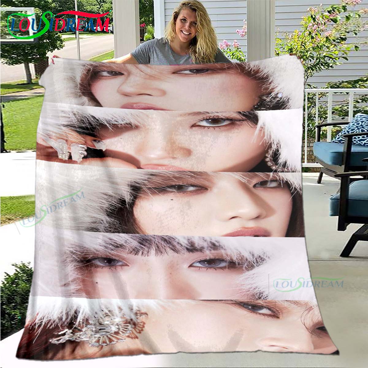 Korean Kpop Girl Group-Yuqi-Soyeon Print Four Seasons Blanket Sofa Cover Travel Bed Plush Blanket Office Break Blanket Gift 75x90cm