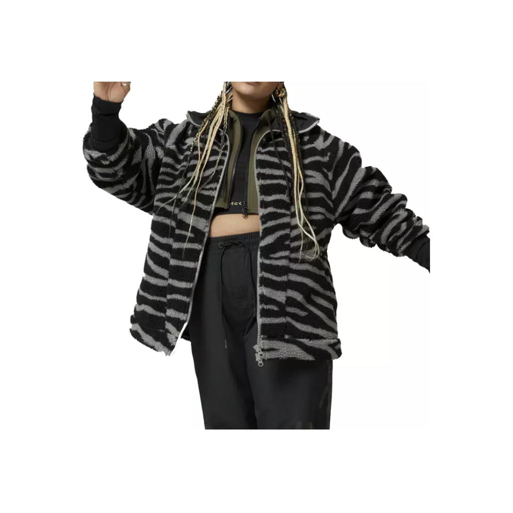 Adidas Pasiasta zapinana na zamek ciepła kurtka ze stójką i długim rękawem Kurtka damska czarna H24064