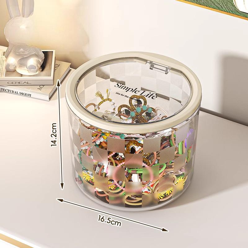 New Mini Desktop Storage Box with Lid Dust Proof Hair Accessories Organizer Makeup Sundries Bucket Holder Case Desktop Trash Can