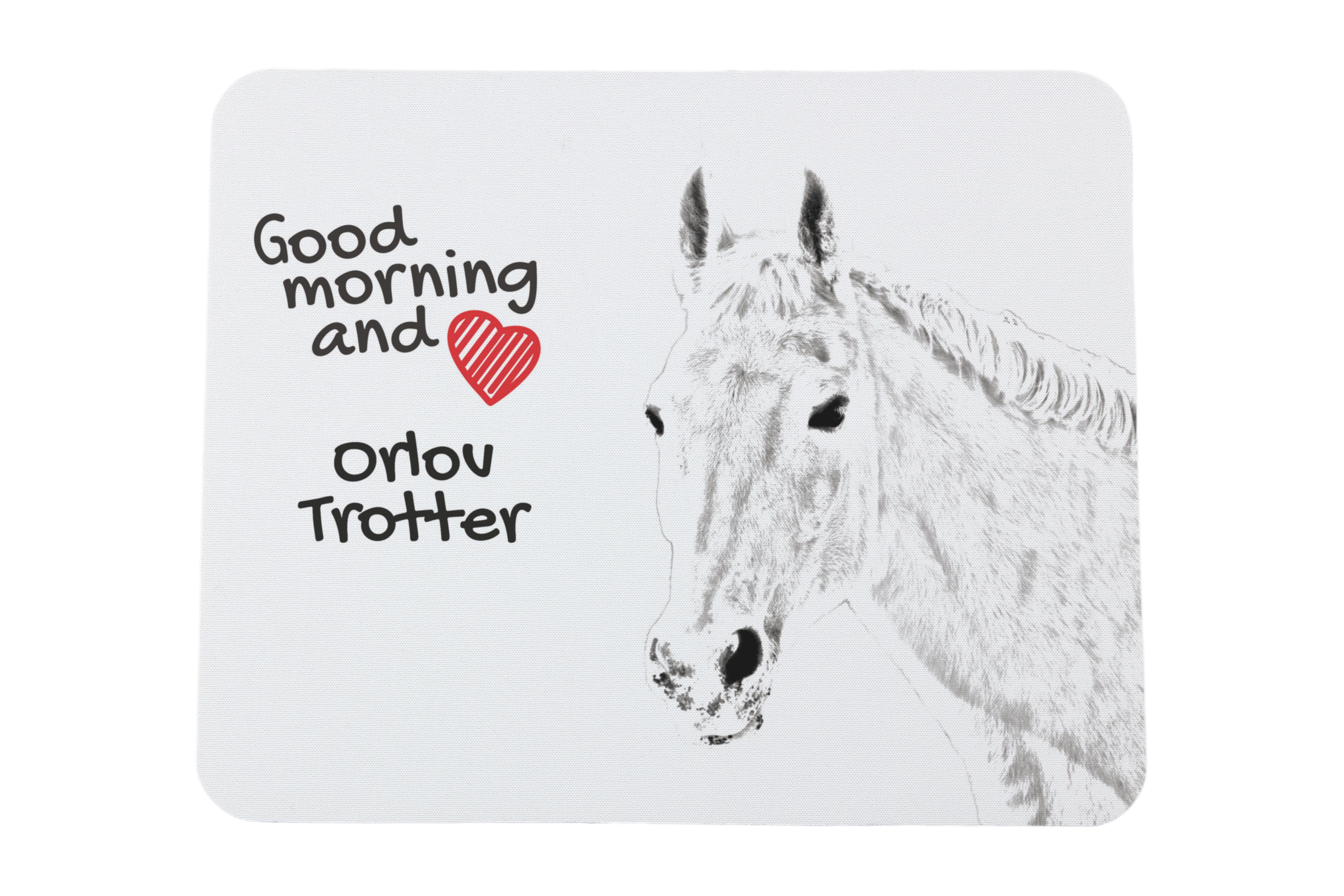 

Orlov Trotter - килимок для мишки з принтом, персональний килимок з конем, унікальний гаджет для офісного працівника від бренду Art-Dog білий