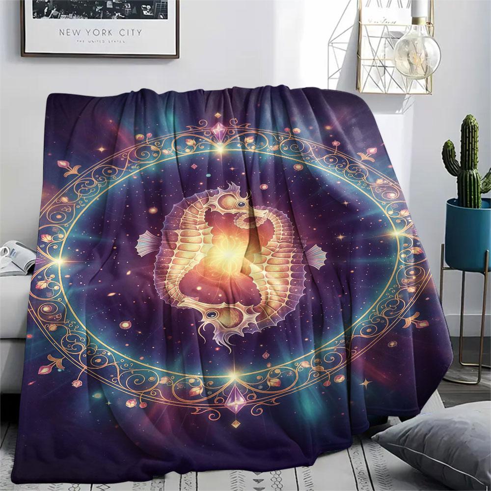 1Pc StarAnimals Print Flannel Blanket, High quality Comfortable for All Seasons, Home Decor, Warmth and Comfort, Perfect for Christmas Gifts