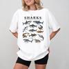 Sharks Vintage Ocean Species Chart Marine Animal Diver T-Shirt