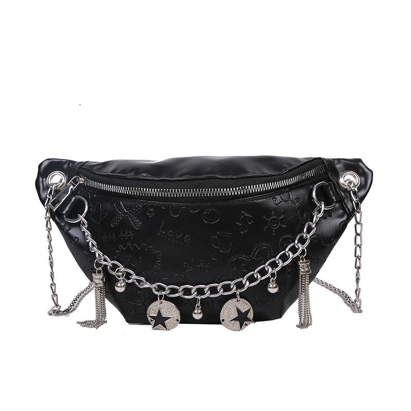 

Girls bag new trendy fashion spring saddle bag chain solid color single shoulder oblique span women s bag чёрный