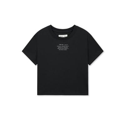 [Matinkim] LABEL POINT LETTERING CROP TOP IN BLACK