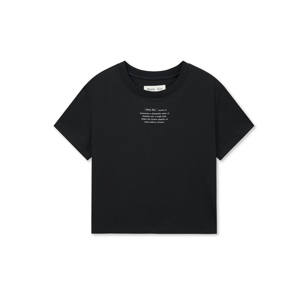 [Matinkim] LABEL POINT LETTERING CROP TOP IN BLACK S