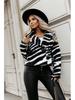 Stylish Zebra Print Furry Short Jacket with Suit Collar for Autumn and Winter