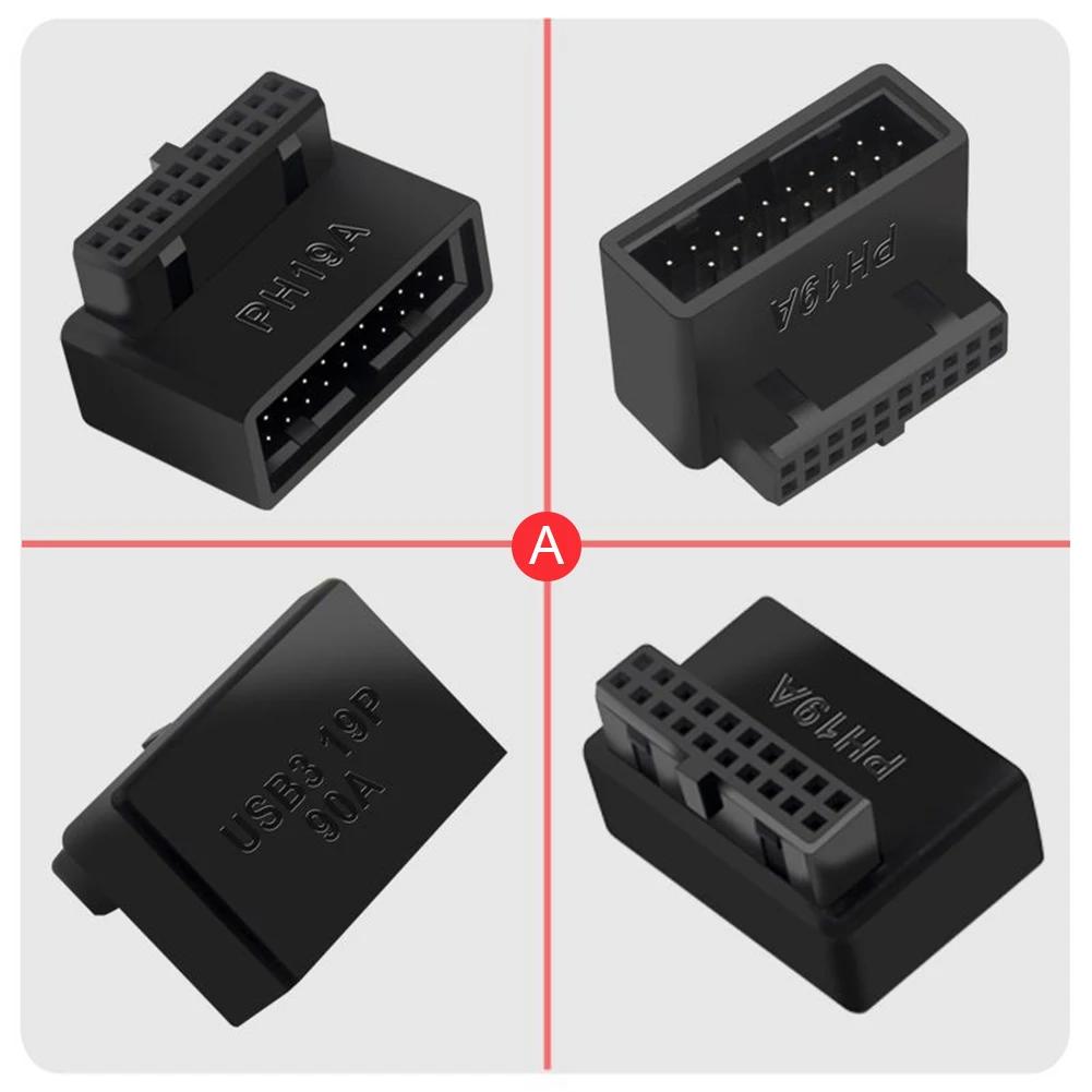 USB 3.0 19/20pin Male to Female Extension Adapter Angled 90 Degree Converter for Motherboard Connector Socket PH19A