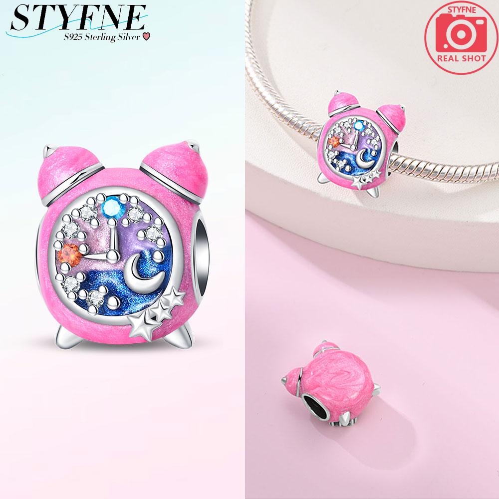 Charms Originalcopper Pink Alarm Clock Beads Fit Bracelet Jewelry Diy Women Party Gift