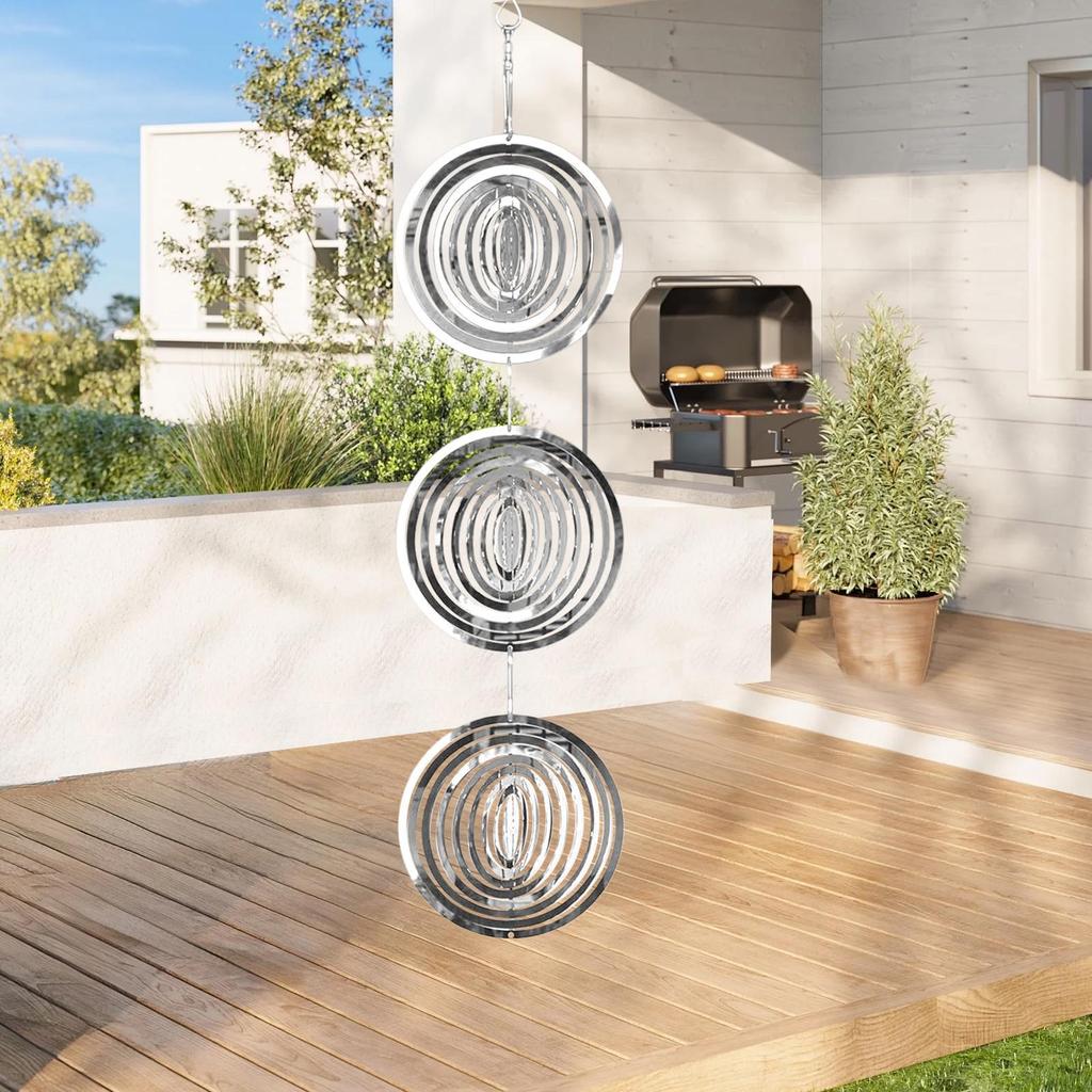 Bird Scare Devices 3D Mirror Round Wind Spinner 3D Mirror Bird Reflectors For Outdoor Garden Porch Patio Balcony Deck Window