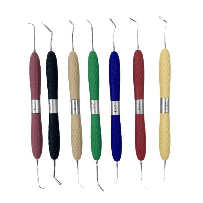 Dental Aesthetic Filling Resin Trimmer Kit, 7-Piece, New Silicone Handle, High-Temperature Resistant.