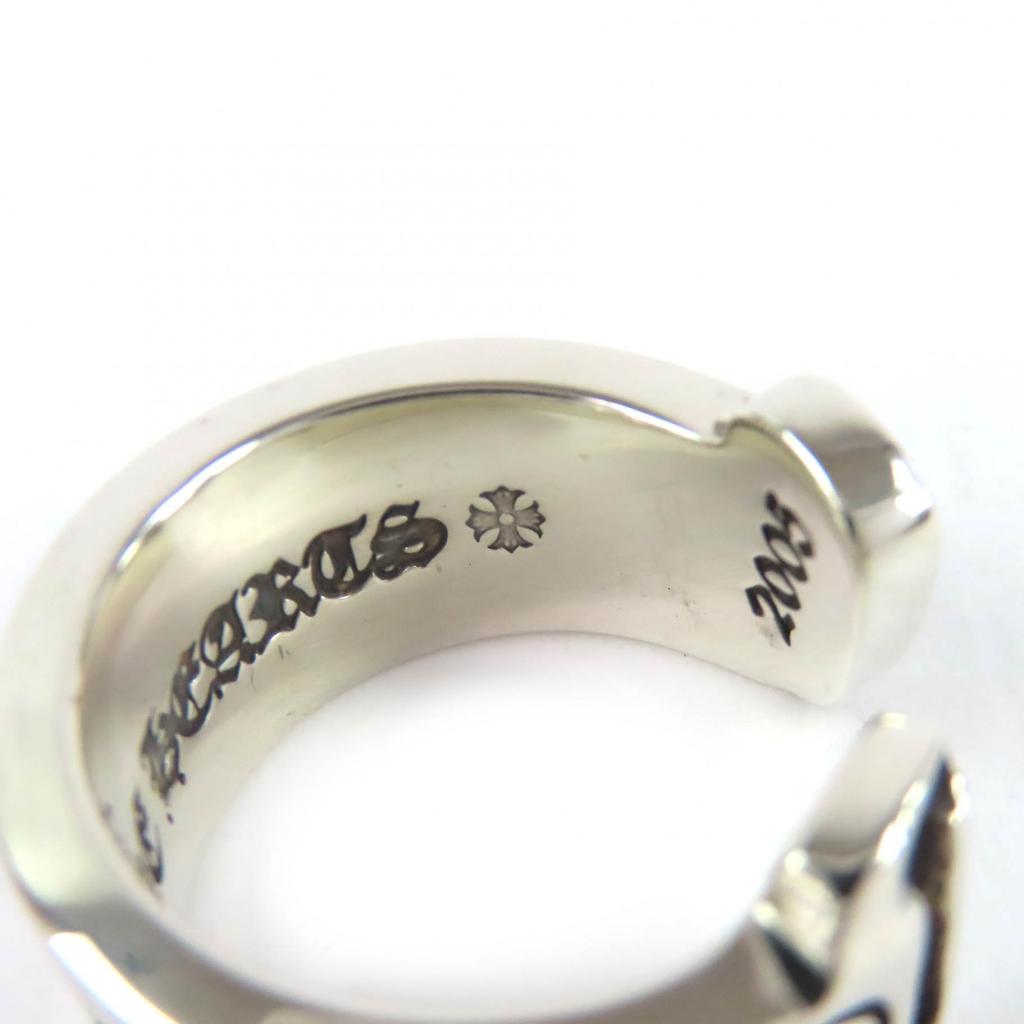 Mükemmel CHROME HEARTS Yüzük Büyük parşömen etiketli yüzük Gümüş 925 erkek Kullanılmış