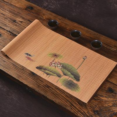 Bamboo Tea Mat Chinese Style Printed Bamboo Mat Zen Table Flag Bamboo Meal Mat Bamboo Curtain Kung Fu Tea Set Accessories