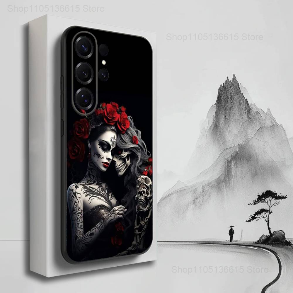 Catrina Skull Girl Mexican Case For Samsung S21,S9,S22,S25,S20,S10,Plus,Ultra,S24,S23,FE,Lite,Soft Silicone Black