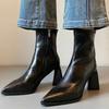 Super měkká jehněčí kůže~ špičaté francouzské tenké kozačky 2025 podzim a zima nové temperamentní kotníkové boty na vysokém podpatku dámské