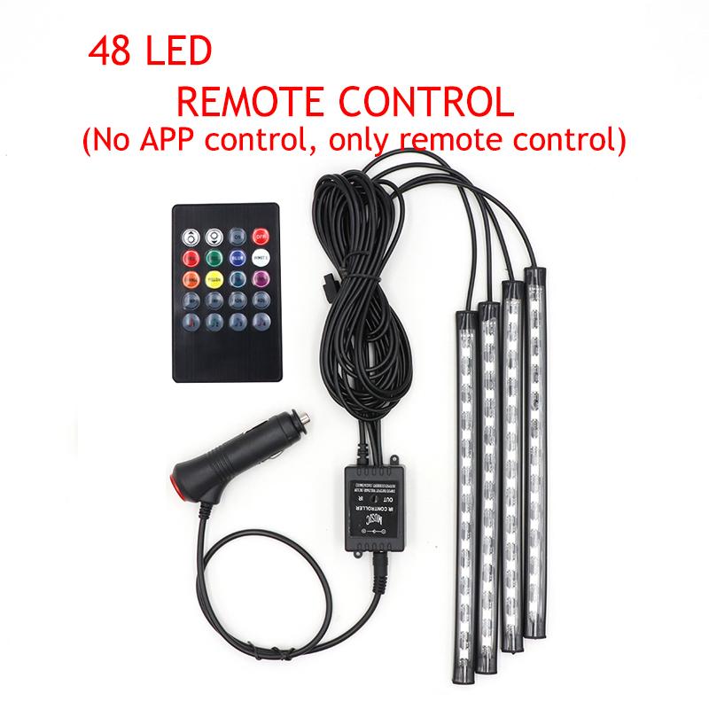 LED Car Foot Light Ambient Lamp With USB Wireless Remote Music Control Multiple Modes Automotive Interior Decorative Lights