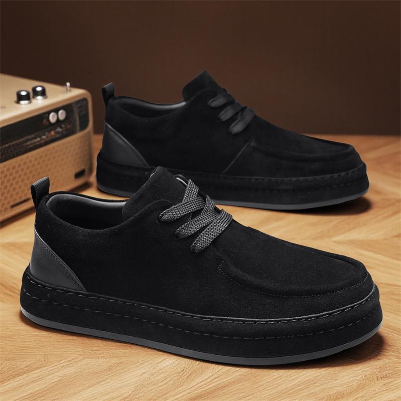 Suede Leather Men Casual Shoes Fashion Comfortable Man Loafers Lightweight Walking Sneakers Platform Breathable Driving Footwear