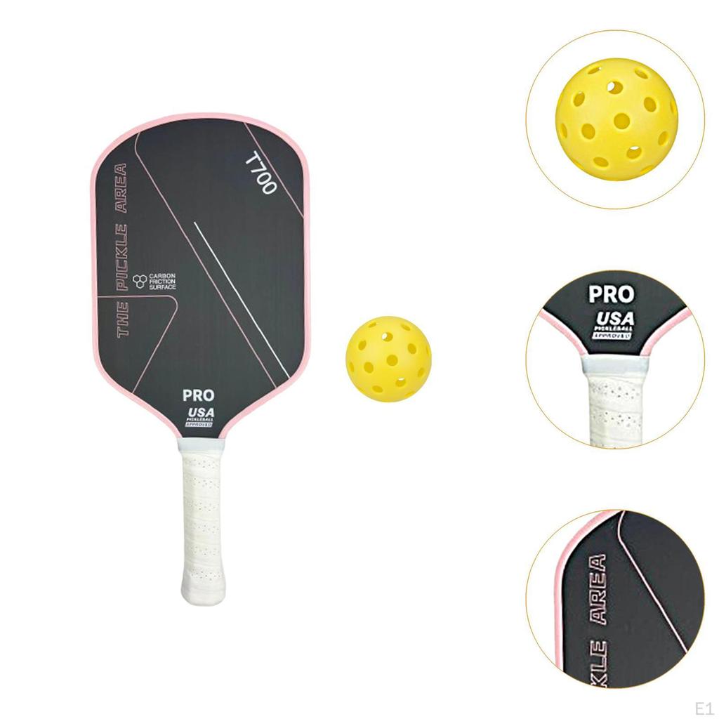 Carbon Fiber Pickleball Paddle Racket for Power Practice Rotation Pink