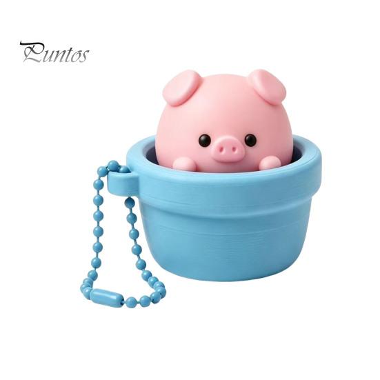 Portable Stress Reliever Potted Pig Clicker Toy with Bead Chain, Clicky Button Fidget Backpack Pendant for Relief, Finger Backpacks School Bags Decor