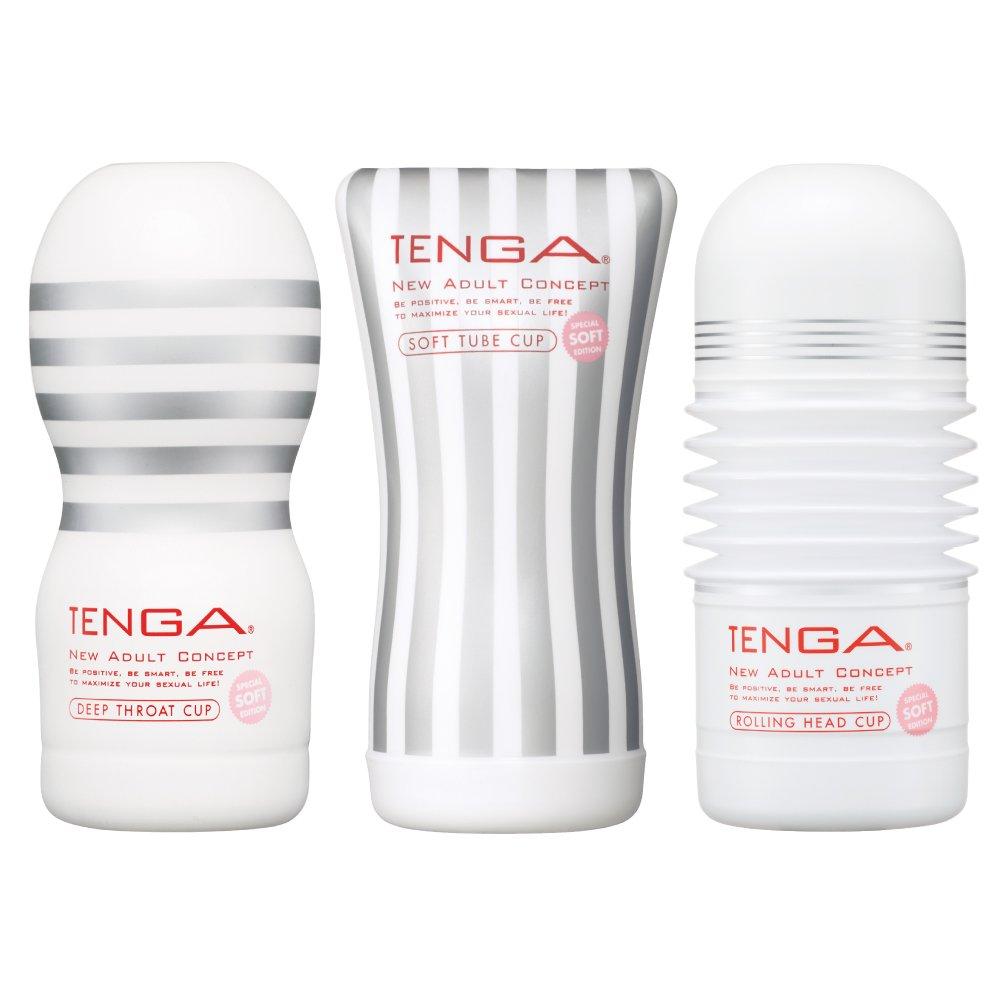 TENGA 3 cup set soft deep throat tube rolling head