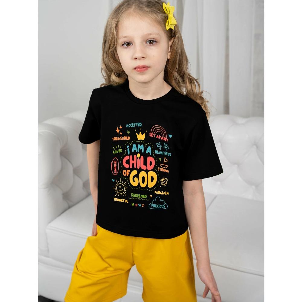 

10 Year Old Girl Clothes for Girls Kids T-shirts I Am a Child of God Children T-shirt Girl Summer Children s Clothing Top 5-6Y