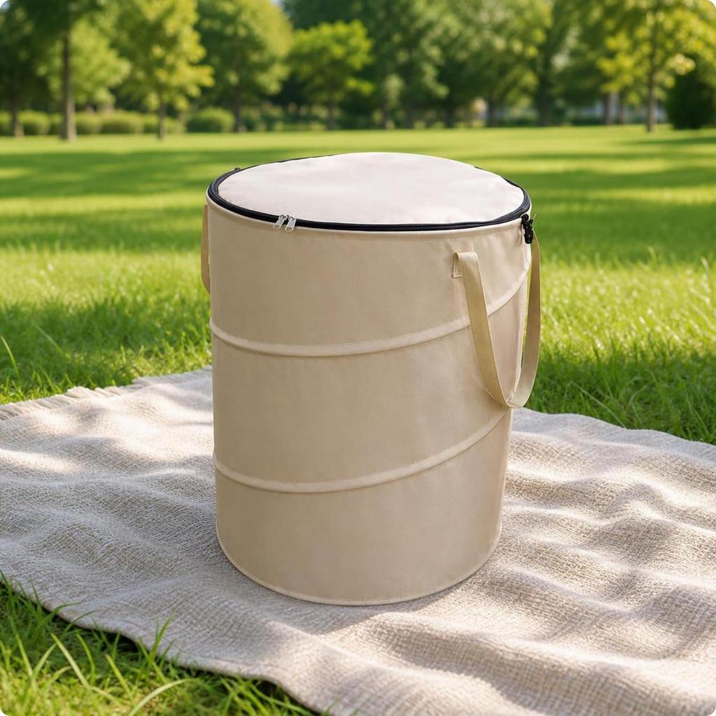 Portable Collapsible Yard Bin with Lid Heavy-Duty Foldable Trash Compact