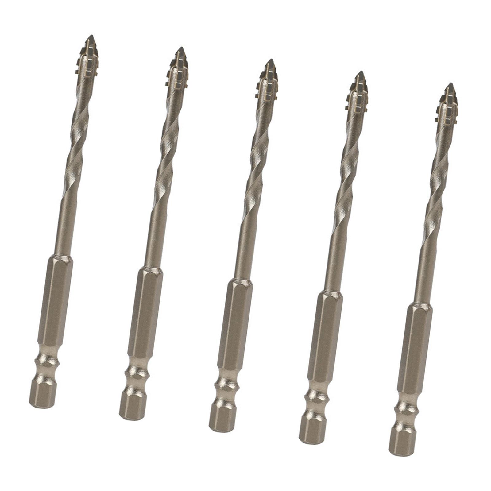 

5 шт. Сверла по плитке, мрамору, керамике и бетону с шестигранным хвостовиком, четырехзаходные, зубчатые, эксцентриковые спиральные 6MM