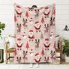 1pc Extra Soft Flannel Throw Blanket - Heavy-Duty 280GSM All-Season for Couch, Bed, Travel, Office - Soft Pink And Red Christmas Design with Deer, Rei