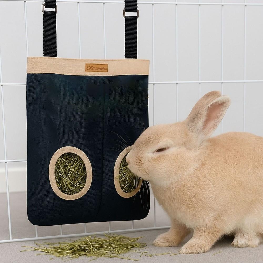 Practical Hanging Rabbit Feed Bag Canvas Chew Proof Herbivore Bags Eco-Friendly Hay Pouch Feeding