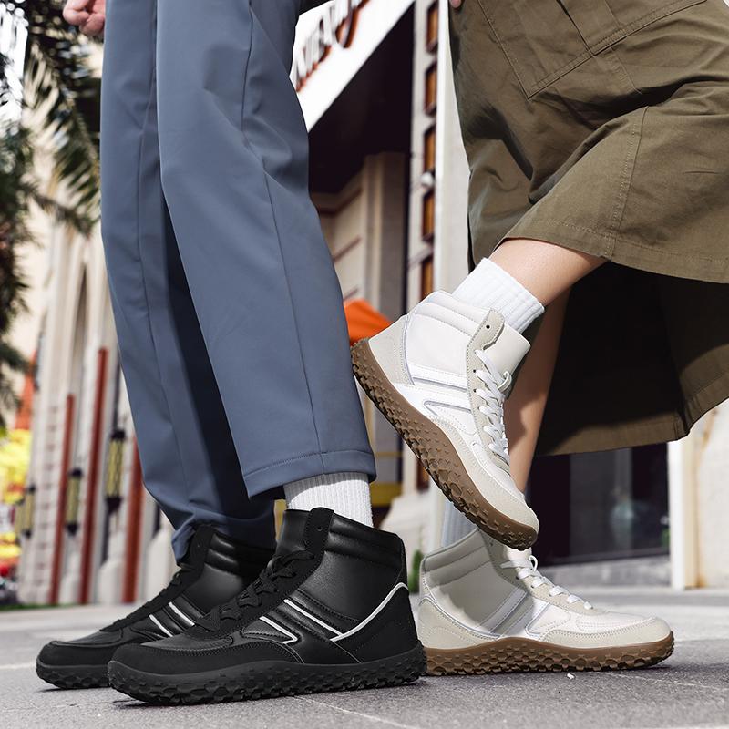 Fashion High-top Sports Shoes Men's Lace-up Running Shoes Elastic Casual Sneakers Women's Anti-slip Hiking Walking Shoes