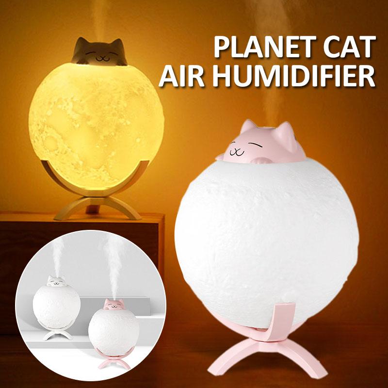 

aidier 1500ML Planet Cat Увлажнитель воздуха USB Dekstop Mist Diffuser Светодиодные ночники