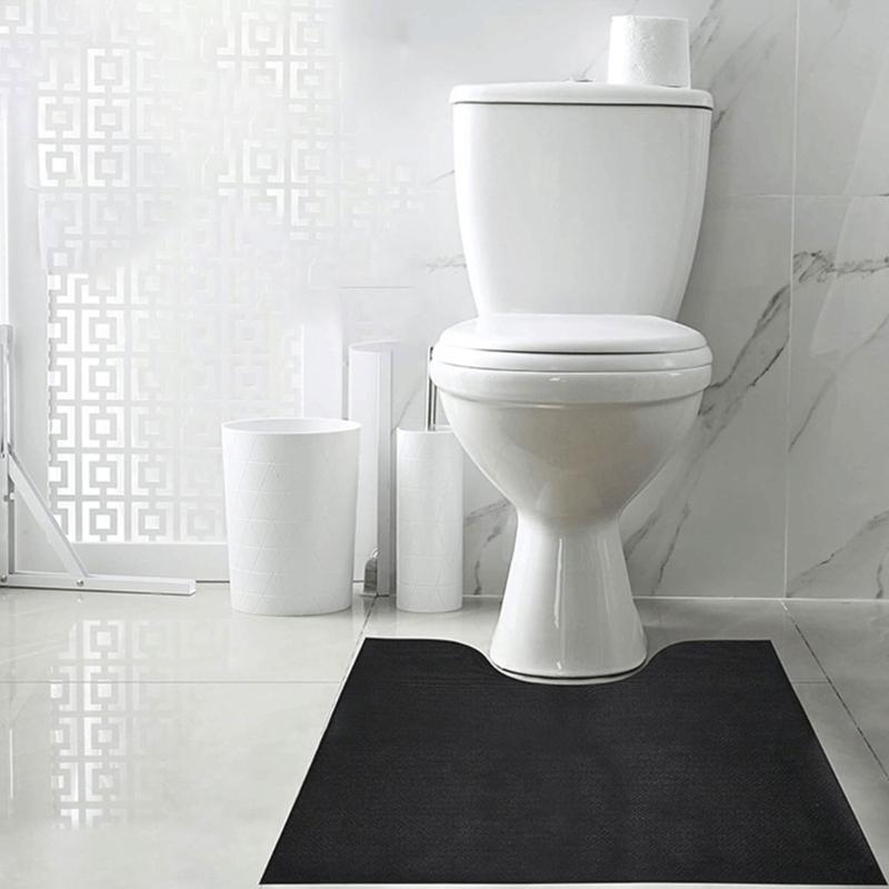Around Toilet Floor Cover Pack of 6, Black Base Pieces with Curved Front , 23.6 X 21.7 In for Daily Bathroom Care and Cleaner Bowl Zones