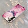 Gold-plated Tempered Glass Phone Case, Compatible Galaxy S26 S25 S24 S23 S22 Ultra Plus. Features a Pink Whale Design.
