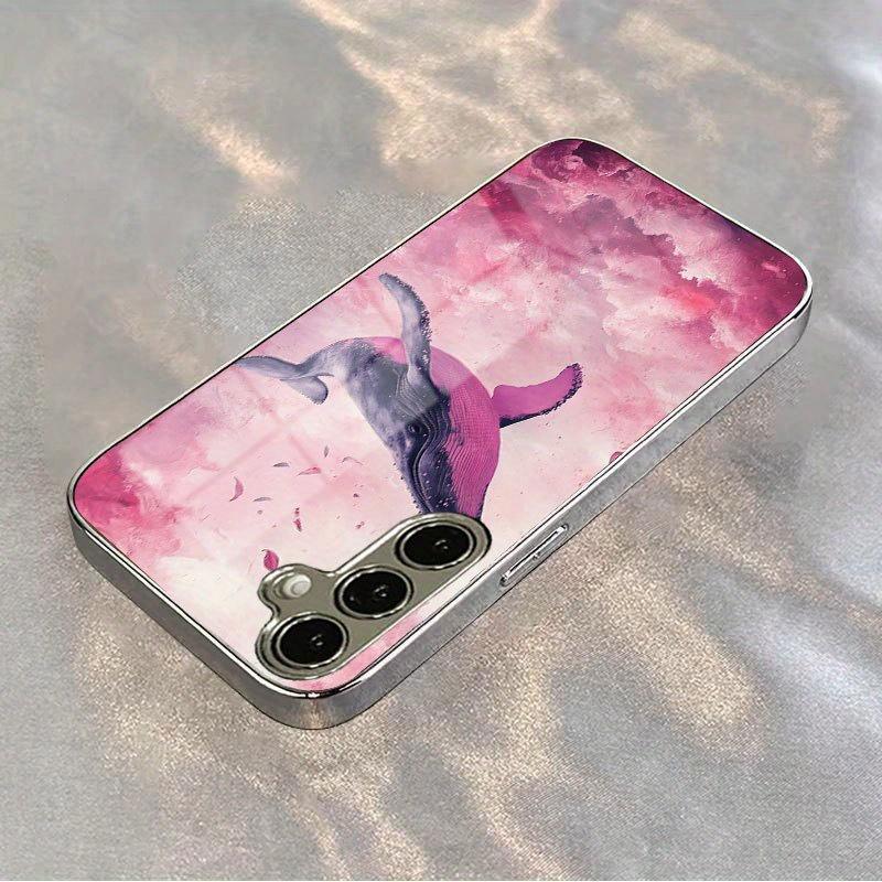 

Позолоченный чехол для телефона из закаленного стекла, совместимый с Galaxy S26 S25 S24 S23 S22 Ultra Plus. Имеет дизайн с розовым китом. For Galaxy S26