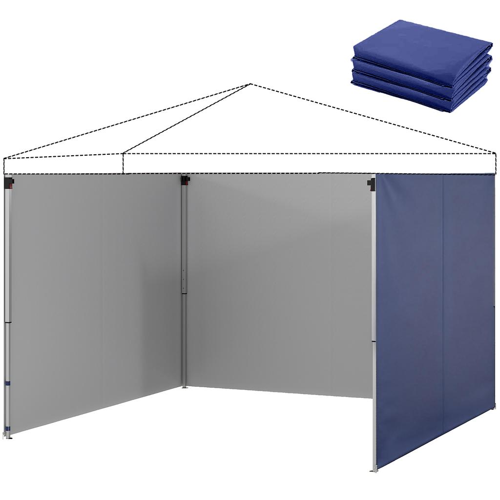 3-Piece Set Side Panels with Zipper for 3 x 3 m Gazebo, Dark Blue