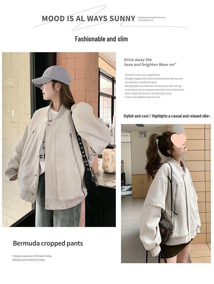 Women's American Retro Baseball Jacket - Spring, Autumn, Winter 2025 - Heavy Metal Casual Fashion Top