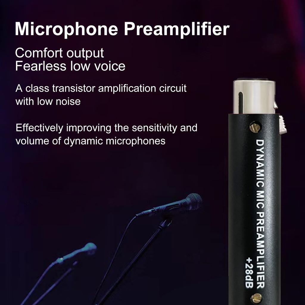 Inline Mic Preamp Minimalist Mic Booster Preamplifier 28dB Gain Plug and Play Lossless Amplification for Stage Performances